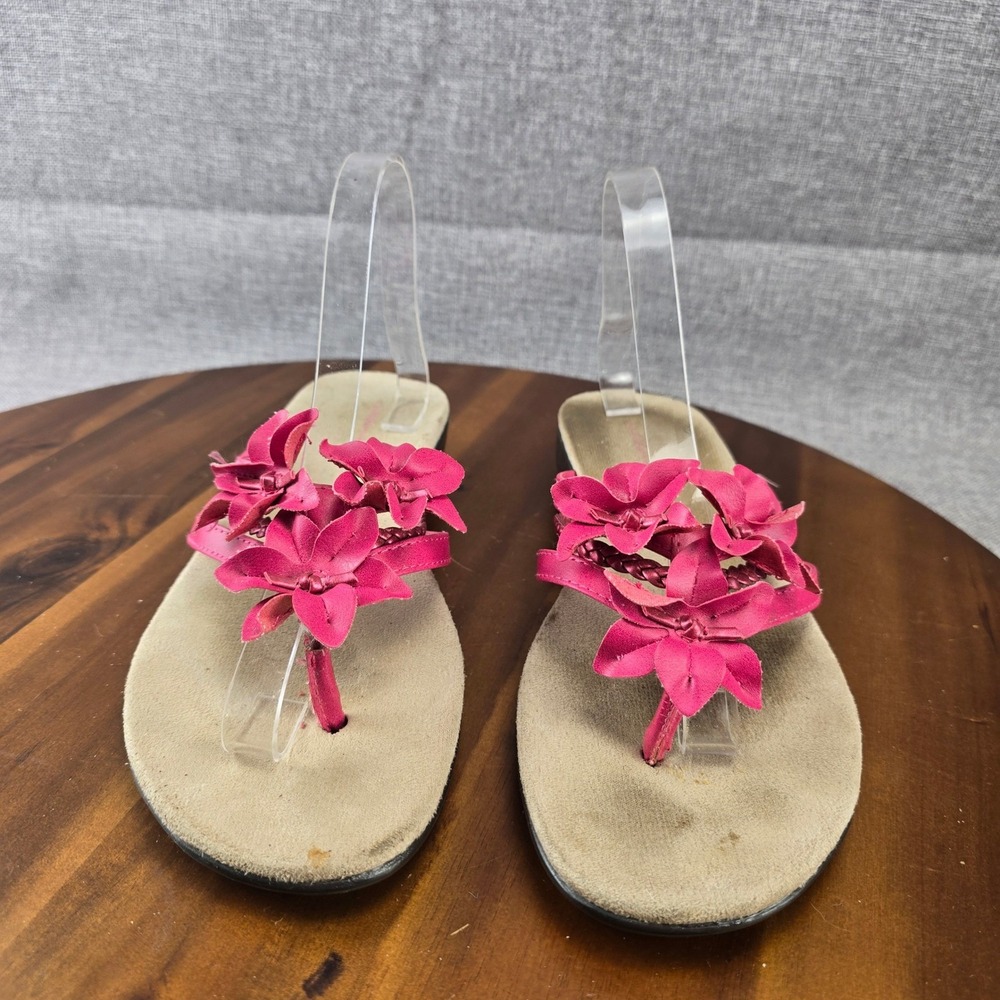 Croft & Barrow Women's Pink Flower Embellished Thong Sandals Size 9.5 - Picture 14 of 14